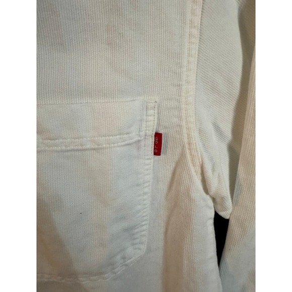 Bugle Boy Gold Crest Millennium Series White Corduroy Band Collar Shirt Mens L - Picture 3 of 8